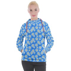 Hydrangea Blue Glitter Round Women s Hooded Pullover by Dutashop