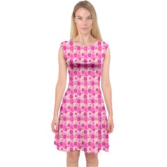 Heart Pink Capsleeve Midi Dress by Dutashop