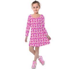 Heart Pink Kids  Long Sleeve Velvet Dress by Dutashop