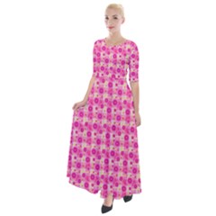 Heart Pink Half Sleeves Maxi Dress by Dutashop