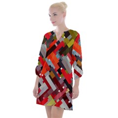 Maze Abstract Texture Rainbow Open Neck Shift Dress by Dutashop