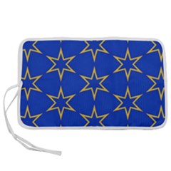 Star Pattern Blue Gold Pen Storage Case (l) by Dutashop