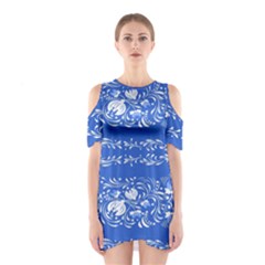 Blue Flowers Shoulder Cutout One Piece Dress by Eskimos