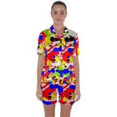 Colorfull Satin Short Sleeve Pajamas Set by Saptagram