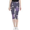 Purple flowers Inside Out Lightweight Velour Capri Leggings  View1