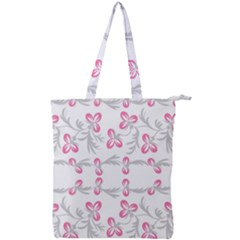 Pink Folk Flowers Double Zip Up Tote Bag by Eskimos