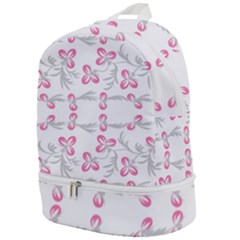 Pink Folk Flowers Zip Bottom Backpack by Eskimos