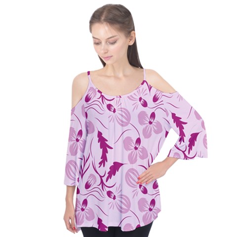 Dark Pink Flowers Flutter Tees by Eskimos