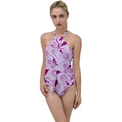 Dark Pink Flowers Go With The Flow One Piece Swimsuit by Eskimos