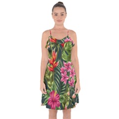 Tropic Flowers Ruffle Detail Chiffon Dress by goljakoff