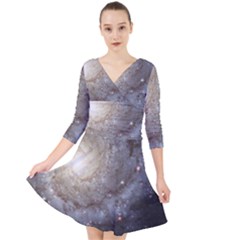 Spiral Galaxy Quarter Sleeve Front Wrap Dress by ExtraAwesomeSauce