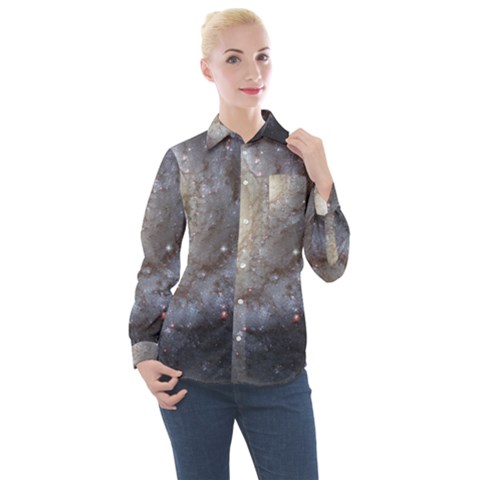 Spiral Galaxy Women s Long Sleeve Pocket Shirt by ExtraAwesomeSauce