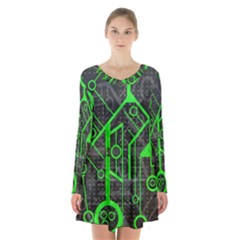 Tech Long Sleeve Velvet V-neck Dress by ExtraAwesomeSauce