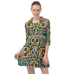 Sugar Skulls Pattern Mini Skater Shirt Dress by ExtraGoodSauce