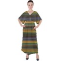 Multicolored Linear Abstract Print V-Neck Boho Style Maxi Dress View1