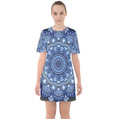 Mandela Flower Sixties Short Sleeve Mini Dress by ExtraGoodSauce