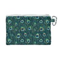 Watercolor Peacock Feather Pattern Canvas Cosmetic Bag (Large) View2