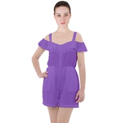 Amethyst Purple Ruffle Cut Out Chiffon Playsuit by FashionLane