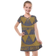 Fallout Shelter In Basement Radiation Sign Kids  Cross Web Dress by WetdryvacsLair