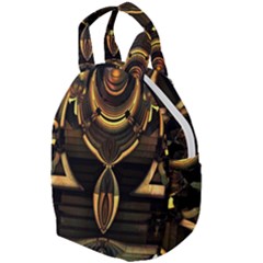 Black And Gold Abstract Line Art Pattern Travel Backpacks by CrypticFragmentsDesign