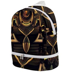 Black And Gold Abstract Line Art Pattern Zip Bottom Backpack by CrypticFragmentsDesign