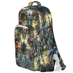 Multicolor Floral Art Copper Patina  Double Compartment Backpack by CrypticFragmentsDesign