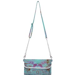 Retro Hippie Abstract Floral Blue Violet Mini Crossbody Handbag by CrypticFragmentsDesign