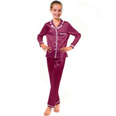 Amaranth Purple Kid s Satin Long Sleeve Pajamas Set by FashionLane