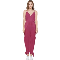 Amaranth Purple Sleeveless Tie Ankle Jumpsuit by FashionLane