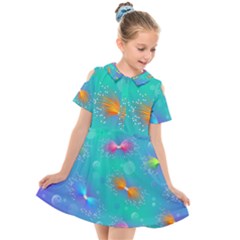 Non Seamless Pattern Blues Bright Kids  Short Sleeve Shirt Dress by Dutashop