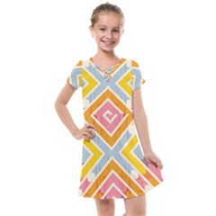 Line Pattern Cross Print Repeat Kids  Cross Web Dress by Dutashop