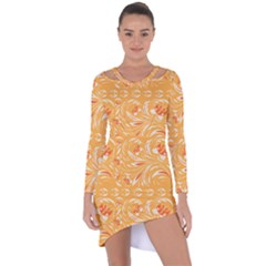 Orange Pattern Asymmetric Cut-out Shift Dress by Eskimos