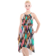 Abstract Triangle Tree High-low Halter Chiffon Dress  by Dutashop