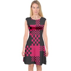 Cube Square Block Shape Capsleeve Midi Dress by Dutashop