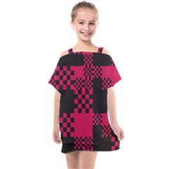 Cube Square Block Shape Kids  One Piece Chiffon Dress by Dutashop