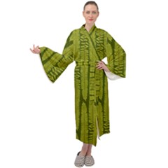 Fern Texture Nature Leaves Maxi Velour Kimono by Dutashop