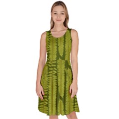 Fern Texture Nature Leaves Knee Length Skater Dress With Pockets by Dutashop