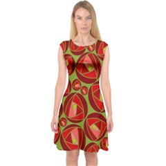 Abstract Rose Garden Red Capsleeve Midi Dress by Dutashop