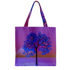 Tree Sunset Zipper Grocery Tote Bag by icarusismartdesigns