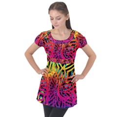 Abstract Jungle Puff Sleeve Tunic Top by icarusismartdesigns