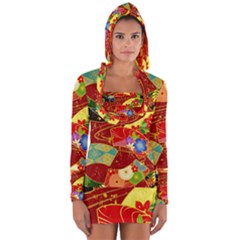 Floral Abstract Long Sleeve Hooded T-shirt by icarusismartdesigns