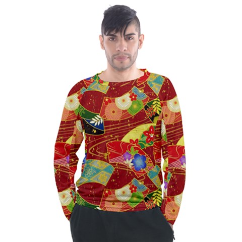 Floral Abstract Men s Long Sleeve Raglan Tee by icarusismartdesigns