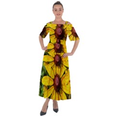 Sunflower Painting Shoulder Straps Boho Maxi Dress  by ExtraAwesomeSauce