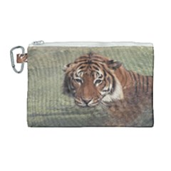 Swimming Tiger Canvas Cosmetic Bag (large) by ExtraAwesomeSauce