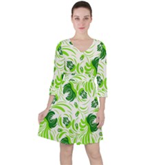 Green Leaves Ruffle Dress by Eskimos