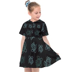 Blue Turtles On Black Kids  Sailor Dress by contemporary