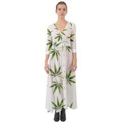 Cannabis Curative Cut Out Drug Button Up Boho Maxi Dress by Dutashop