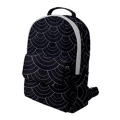 Black Sashiko Pattern Flap Pocket Backpack (large) by goljakoff