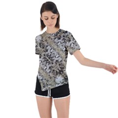 Vintage Ornate Interlace Pattern Asymmetrical Short Sleeve Sports Tee by dflcprintsclothing