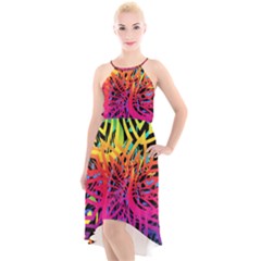 Abstract Jungle High-low Halter Chiffon Dress  by icarusismartdesigns